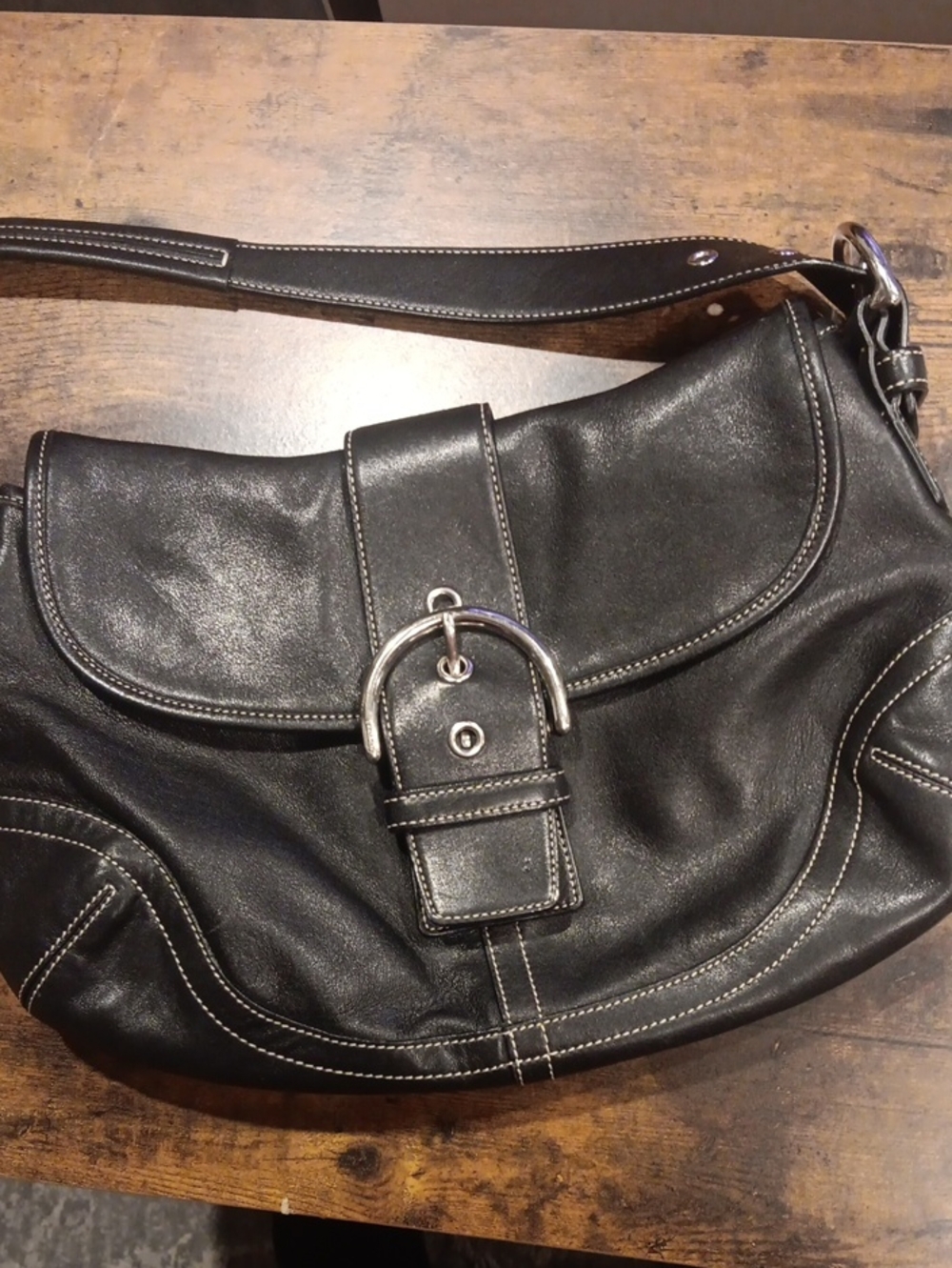 Vintage Coach Soho Buckle Flap Hobo Shoulder Bag